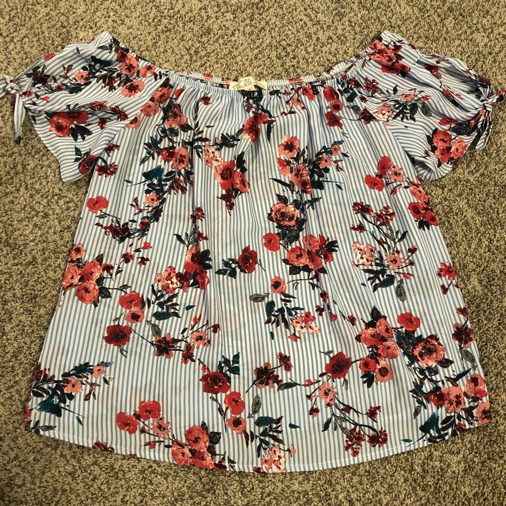 Off the Shoulder Striped/Floral top